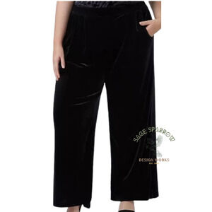 Lane Bryant NWT Women's Size 14/16 1X Black Velvet Wide Leg Pull-On Pants